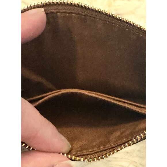 Coach Small Brown Leather Wristlet Zippered Pouch - Picture 5 of 9